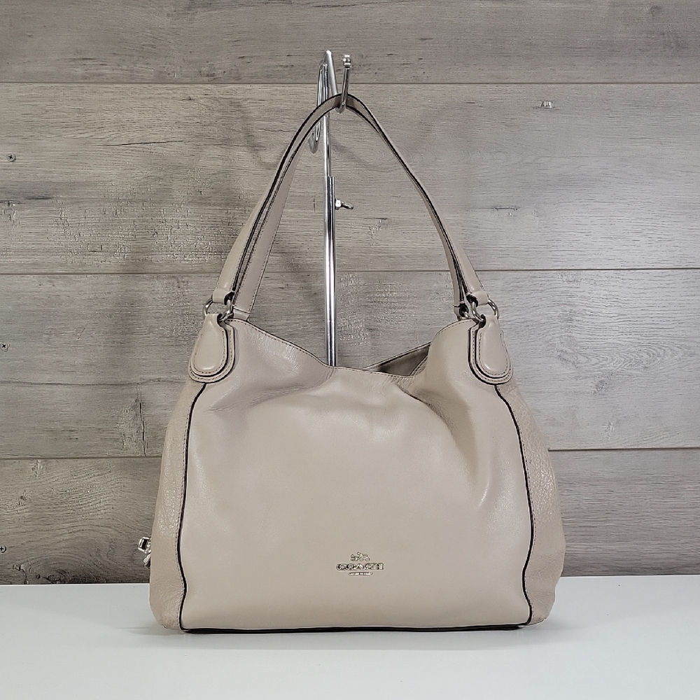 Coach Edie Taupe Leather Hobo Bag